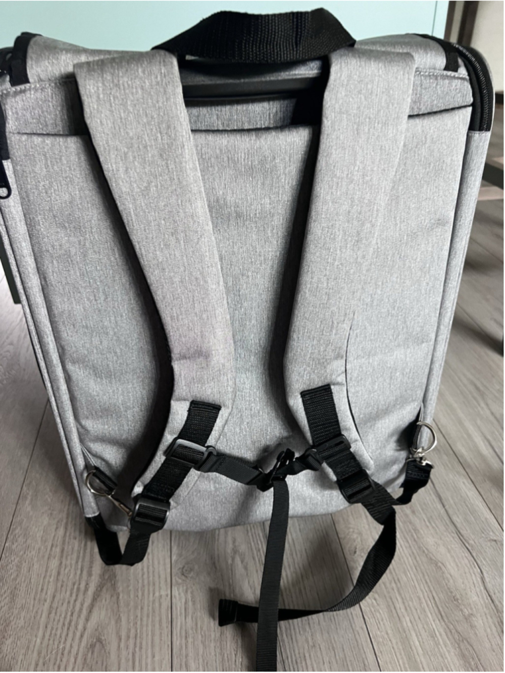 Rolling Pet Carrier Backpack With Wheels Foldable Dog Cat Travel Bag Gray Large - Picture 3 of 11